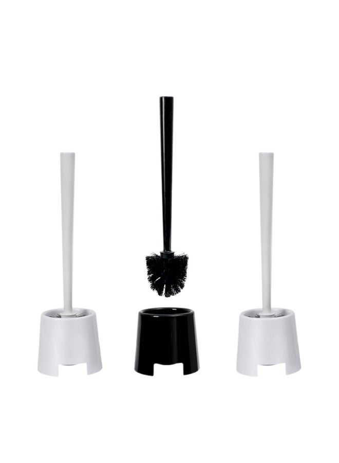 Toilet Bowl Brush Holder Set: Bathroom Deep Cleaning Toilet Cleaner Scrubber Under Rim with Curved Bristle for Dead Corner Clean - Hidden Modern Rv Toilet Decorative Accessories with Caddy - Black - Image 4
